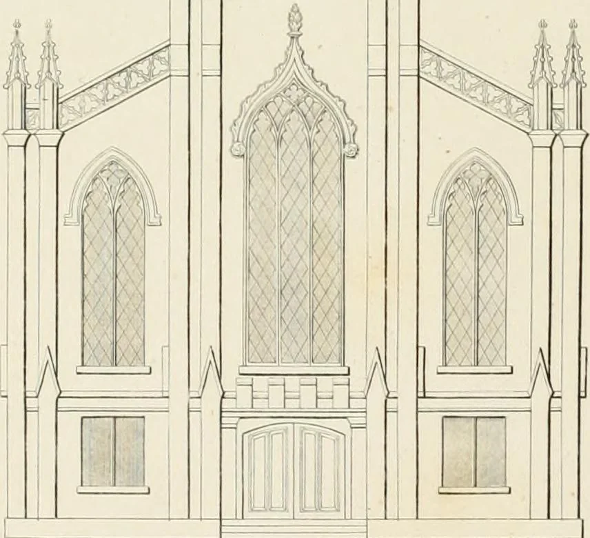 An illustration from The modern architect : or, Every carpenter his own master ; embracing plans, elevations, specifications, framing, etc., for private houses, classic dwellings, churches, &c. to which is added a new system of stair-building, 1854, leaf 263