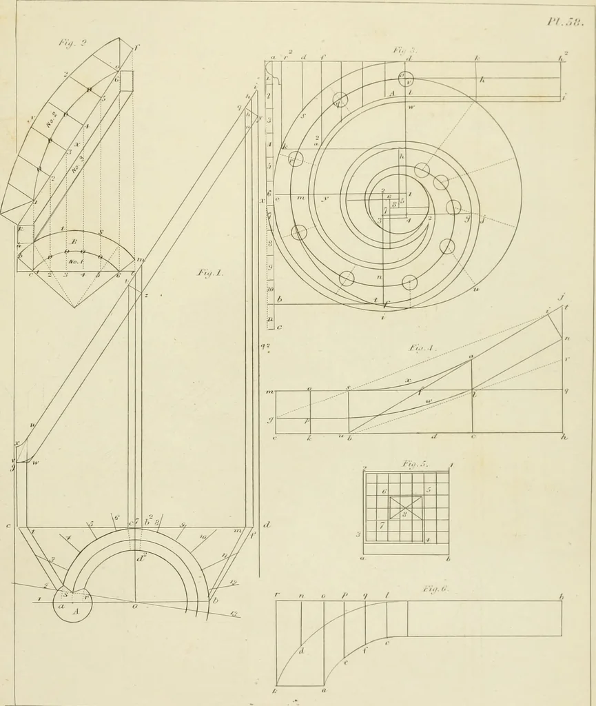 An illustration from The modern architect : or, Every carpenter his own master ; embracing plans, elevations, specifications, framing, etc., for private houses, classic dwellings, churches, &c. to which is added a new system of stair-building, 1854, leaf 276