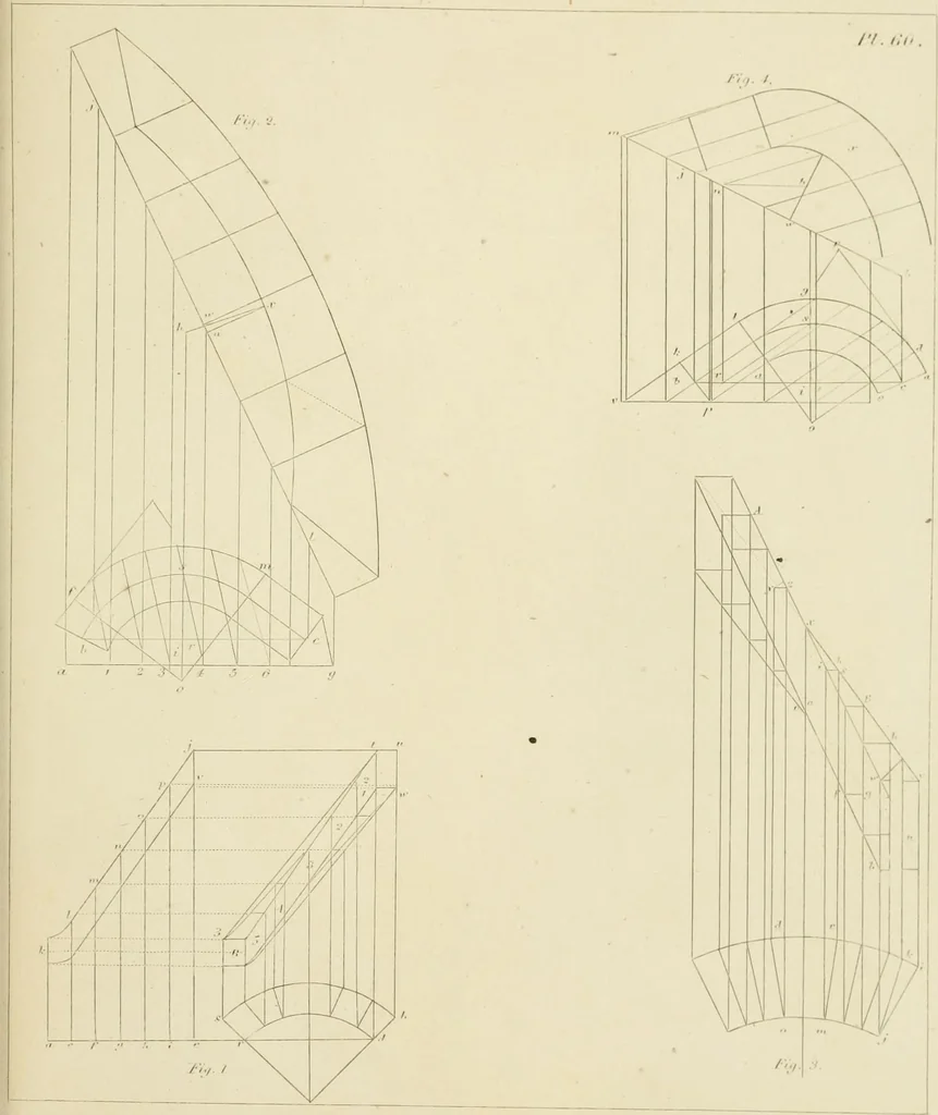 An illustration from The modern architect : or, Every carpenter his own master ; embracing plans, elevations, specifications, framing, etc., for private houses, classic dwellings, churches, &c. to which is added a new system of stair-building, 1854, leaf 280