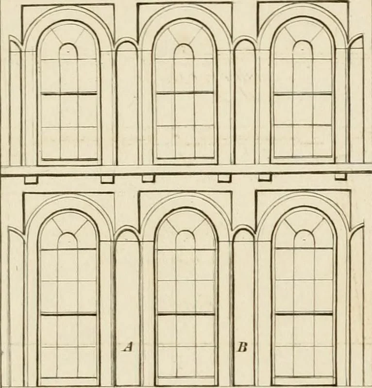 An illustration from The modern architect : or, Every carpenter his own master ; embracing plans, elevations, specifications, framing, etc., for private houses, classic dwellings, churches, &c. to which is added a new system of stair-building, 1854, leaf 283