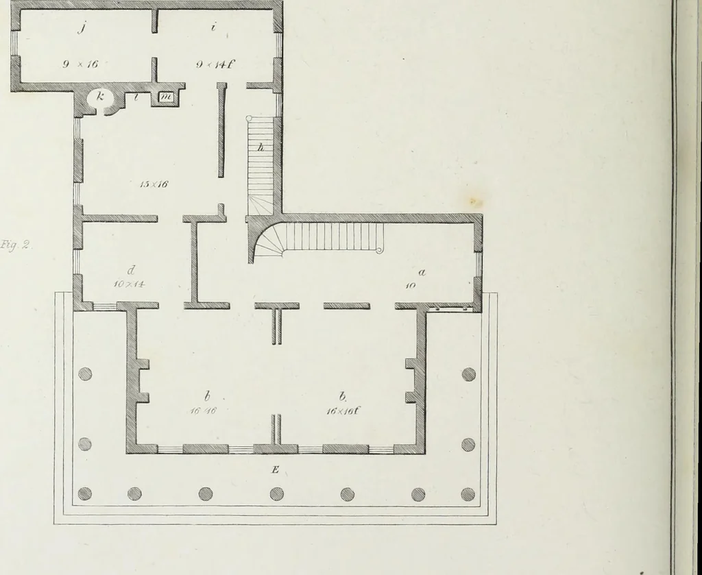 An illustration from The modern architect, or, Every carpenter his own master : embracing plans, elevations, specifications, framing, etc., for private houses, classic dwellings, churches, &c., to which added the new system of stair-building, 1855, leaf 159