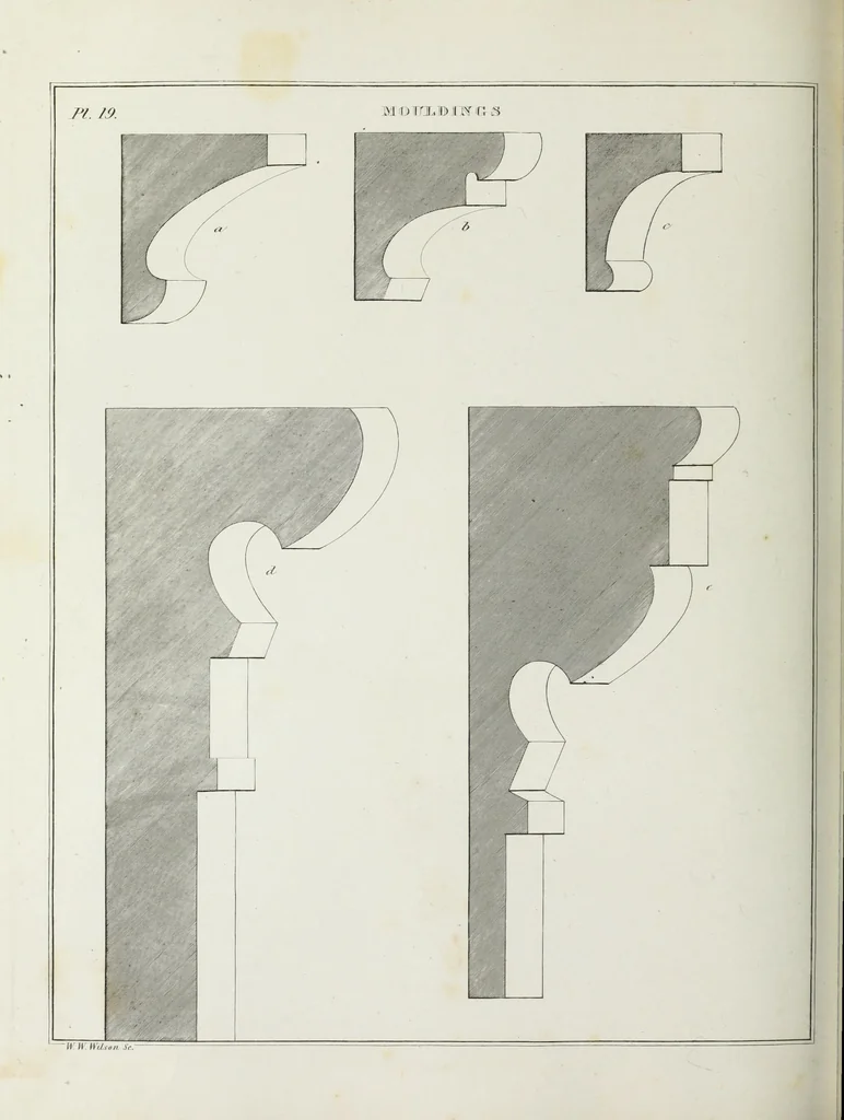 An illustration from The modern architect, or, Every carpenter his own master : embracing plans, elevations, specifications, framing, etc., for private houses, classic dwellings, churches, &c., to which added the new system of stair-building, 1855, leaf 175