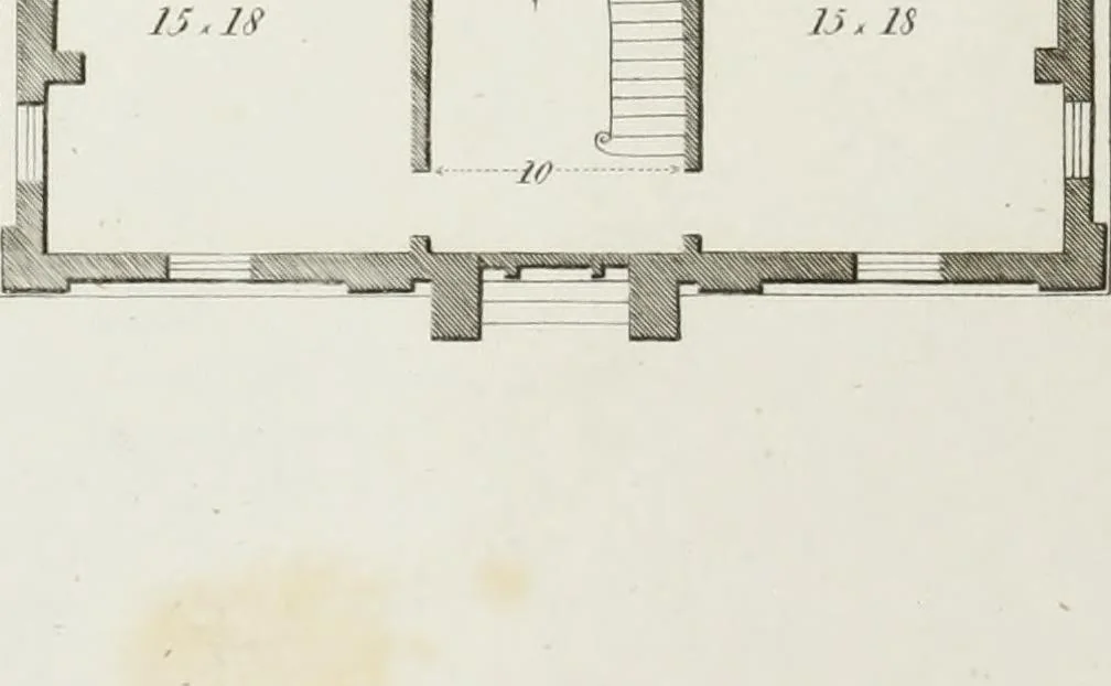An illustration from The modern architect, or, Every carpenter his own master : embracing plans, elevations, specifications, framing, etc., for private houses, classic dwellings, churches, &c., to which added the new system of stair-building, 1855, leaf 179