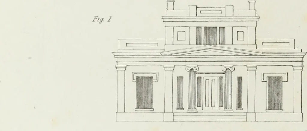 An illustration from The modern architect, or, Every carpenter his own master : embracing plans, elevations, specifications, framing, etc., for private houses, classic dwellings, churches, &c., to which added the new system of stair-building, 1855, leaf 187