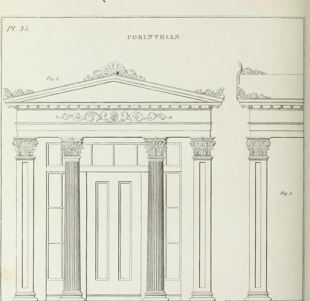 An illustration from The modern architect, or, Every carpenter his own master : embracing plans, elevations, specifications, framing, etc., for private houses, classic dwellings, churches, &c., to which added the new system of stair-building, 1855, leaf 207