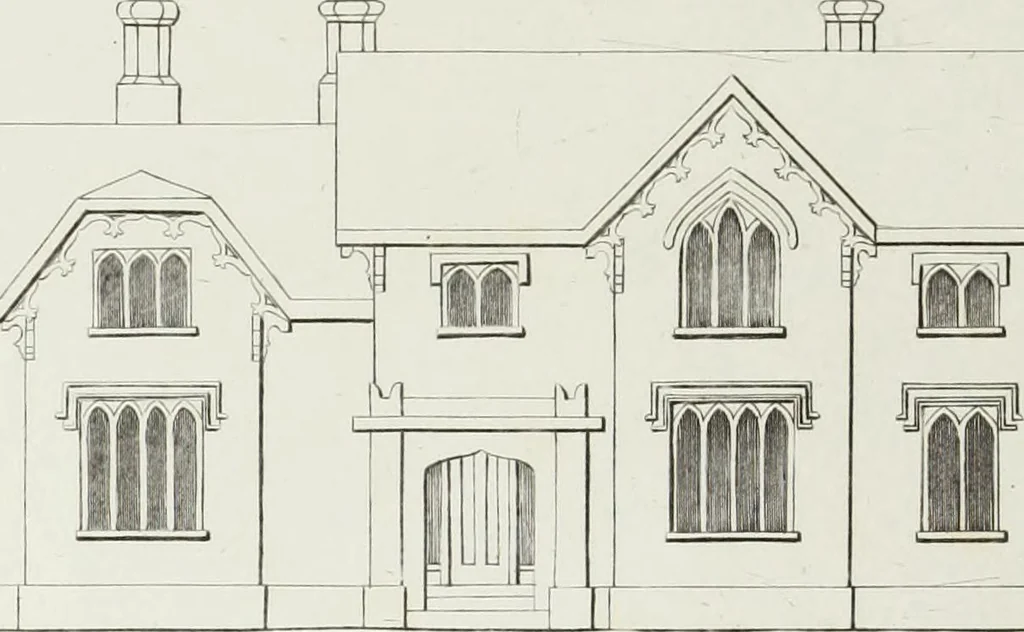 An illustration from The modern architect, or, Every carpenter his own master : embracing plans, elevations, specifications, framing, etc., for private houses, classic dwellings, churches, &c., to which added the new system of stair-building, 1855, leaf 231