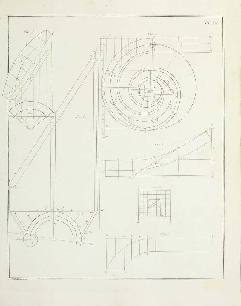 An illustration from The modern architect, or, Every carpenter his own master : embracing plans, elevations, specifications, framing, etc., for private houses, classic dwellings, churches, &c., to which added the new system of stair-building, 1855, leaf 252