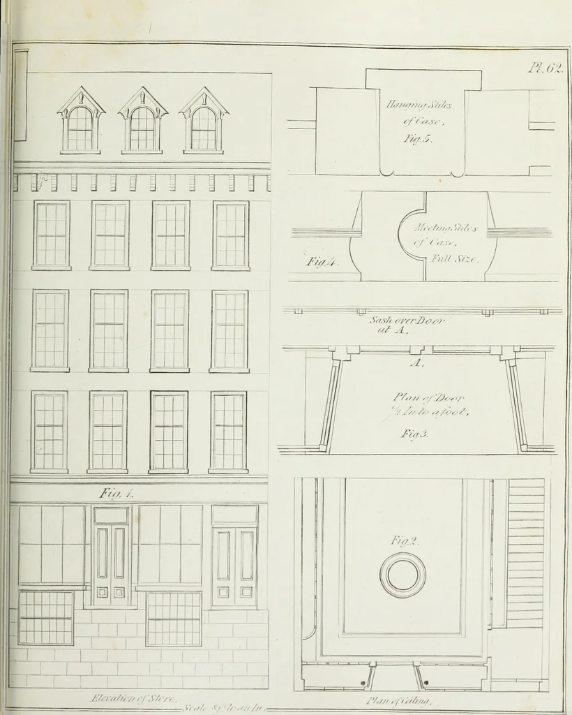 An illustration from The modern architect, or, Every carpenter his own master : embracing plans, elevations, specifications, framing, etc., for private houses, classic dwellings, churches, &c., to which added the new system of stair-building, 1855, leaf 260