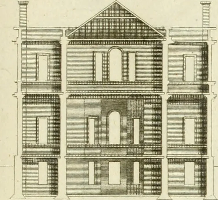 An illustration from The modern builder's assistant, or, A concise epitome of the whole system of architecture : in which the various branches of that excellent study are establish'd on the most familiar principles and rendered adequate to every capacity ..., 1757, leaf 106