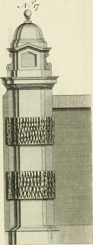 An illustration from The modern builder's assistant, or, A concise epitome of the whole system of architecture : in which the various branches of that excellent study are establish'd on the most familiar principles and rendered adequate to every capacity ..., 1757, leaf 228