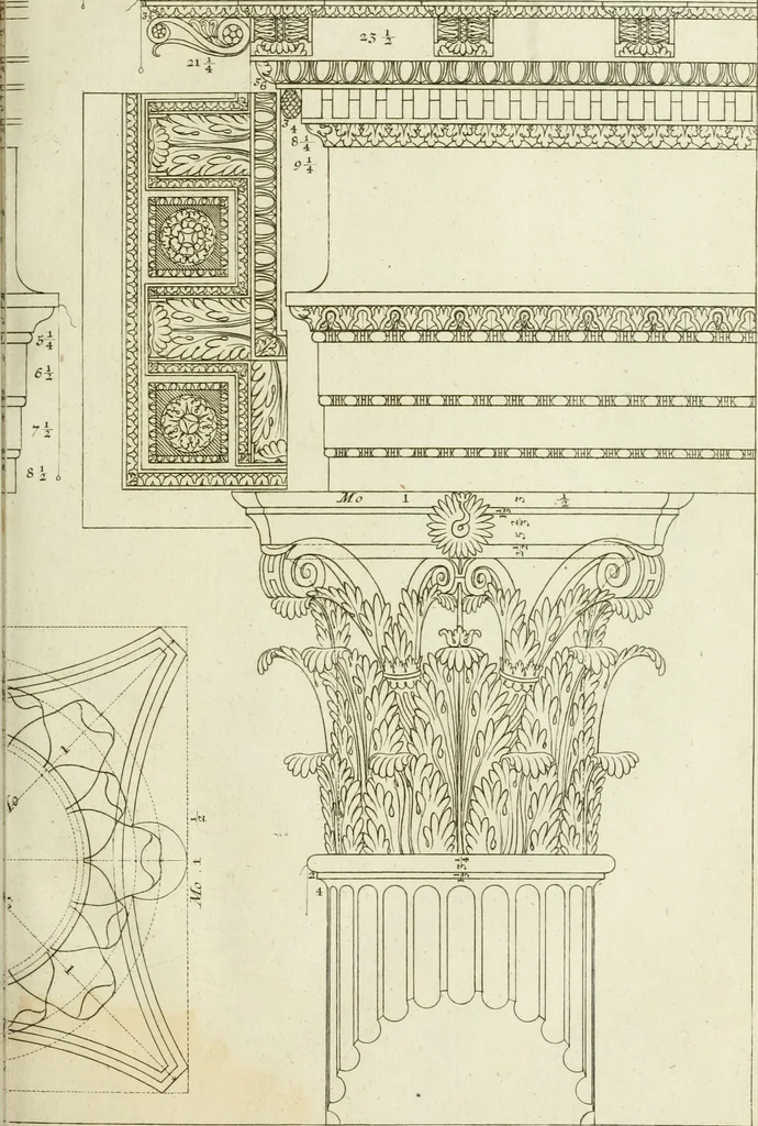 An illustration from The modern builder's assistant, or, A concise epitome of the whole system of architecture : in which the various branches of that excellent study are establish'd on the most familiar principles and rendered adequate to every capacity ..., 1757, leaf 60