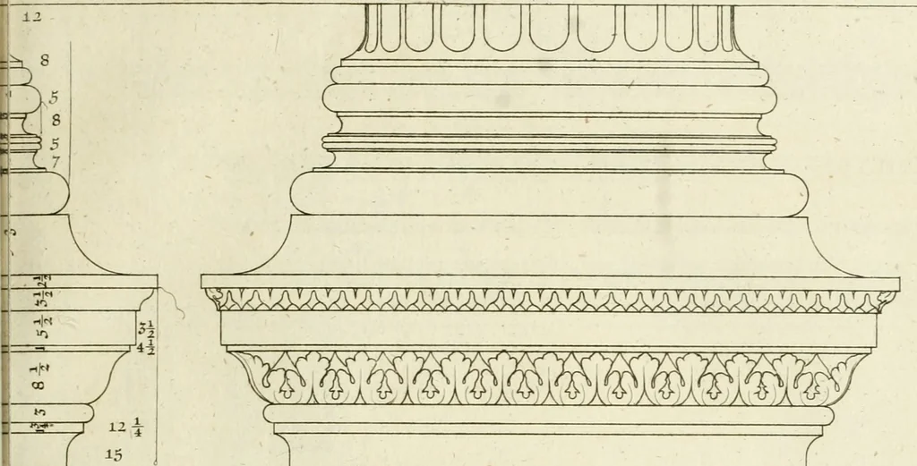 An illustration from The modern builder's assistant, or, A concise epitome of the whole system of architecture : in which the various branches of that excellent study are establish'd on the most familiar principles and rendered adequate to every capacity ..., 1757, leaf 68