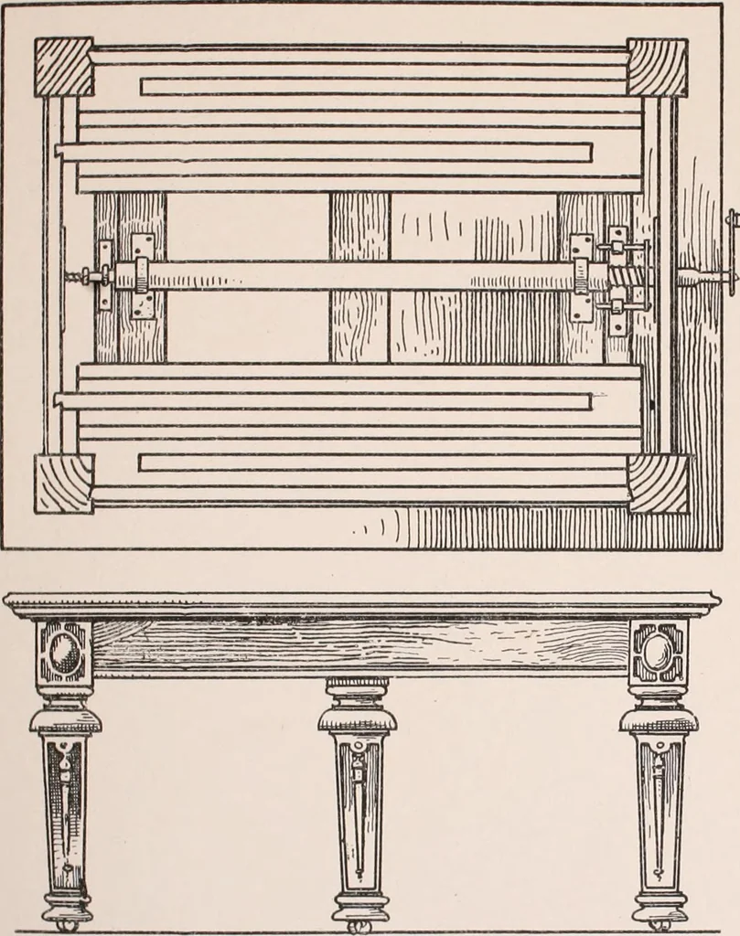 An illustration from Modern cabinet work, furniture & fitments; an account of the theory & practice in the production of all kinds of cabinet work & furniture with chapters on the growth and progress of design and construction; illustrated by over 1000 practical workshop drawings, photographs & original designs, 1922, leaf 150