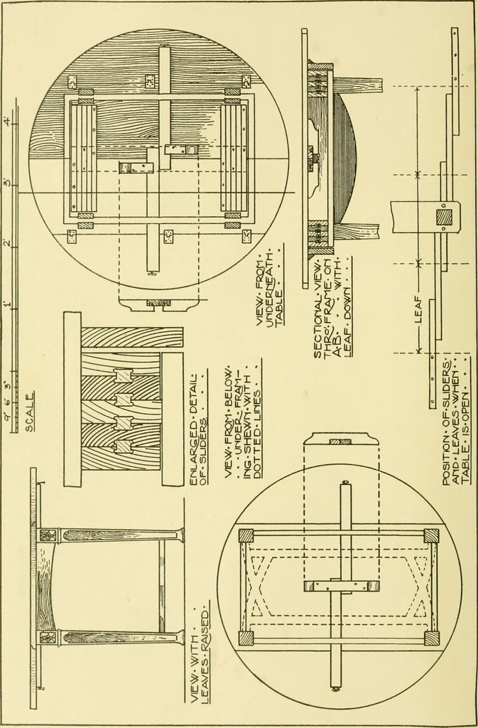 An illustration from Modern cabinet work, furniture & fitments; an account of the theory & practice in the production of all kinds of cabinet work & furniture with chapters on the growth and progress of design and construction; illustrated by over 1000 practical workshop drawings, photographs & original designs, 1922, leaf 161