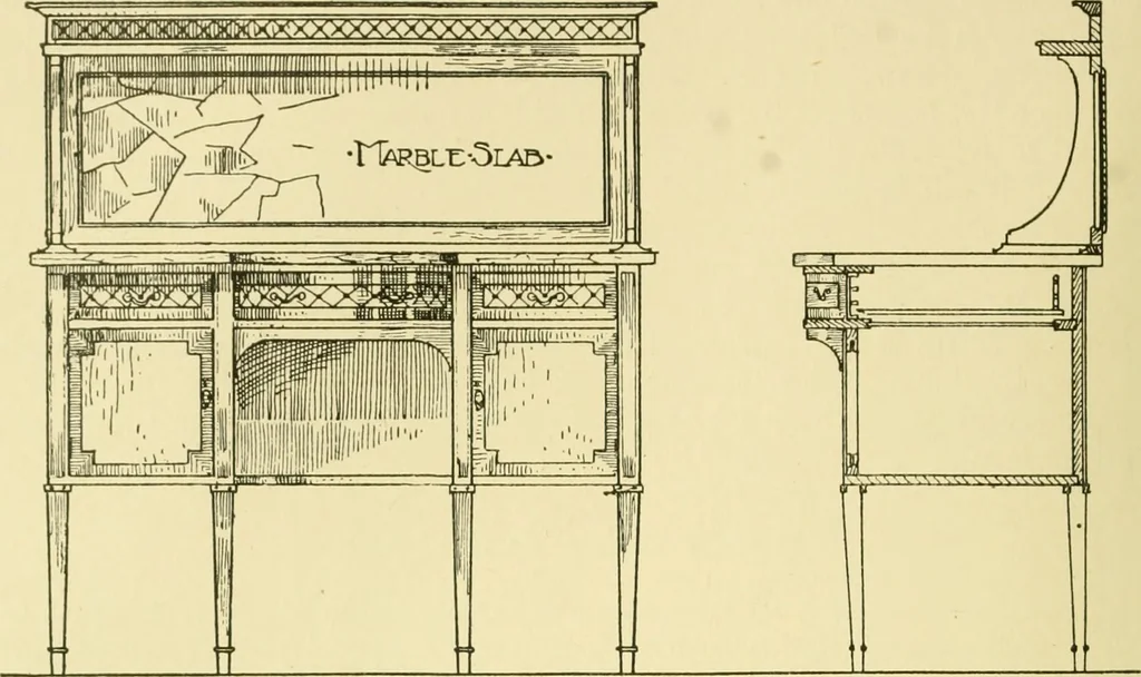 An illustration from Modern cabinet work, furniture & fitments; an account of the theory & practice in the production of all kinds of cabinet work & furniture with chapters on the growth and progress of design and construction; illustrated by over 1000 practical workshop drawings, photographs & original designs, 1922, leaf 173