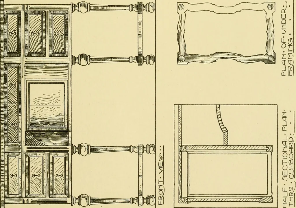An illustration from Modern cabinet work, furniture & fitments; an account of the theory & practice in the production of all kinds of cabinet work & furniture with chapters on the growth and progress of design and construction; illustrated by over 1000 practical workshop drawings, photographs & original designs, 1922, leaf 182