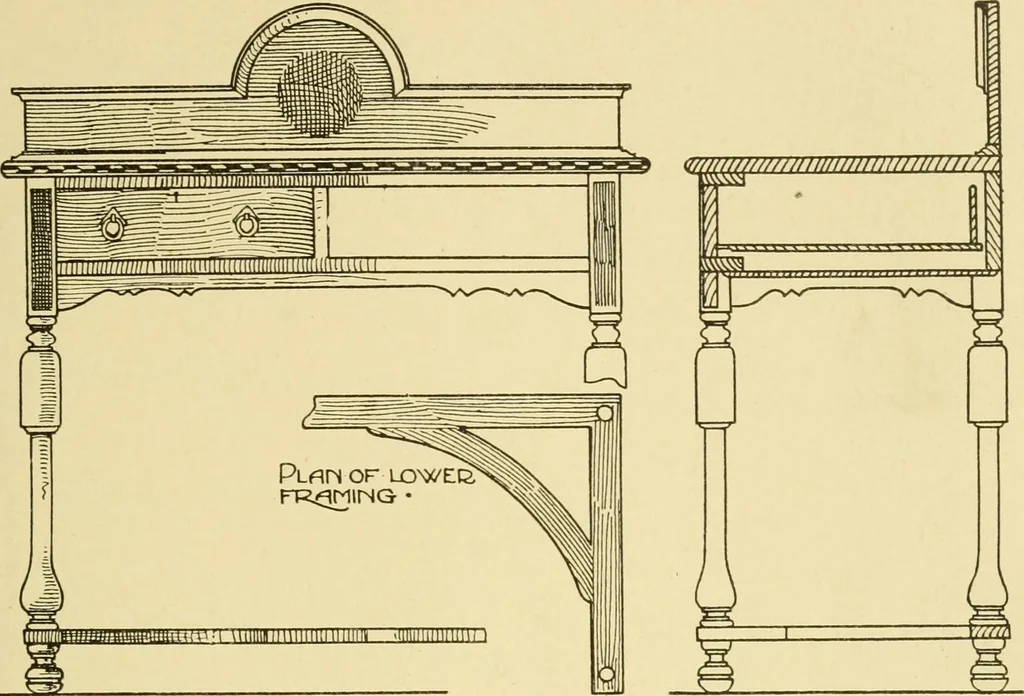 An illustration from Modern cabinet work, furniture & fitments; an account of the theory & practice in the production of all kinds of cabinet work & furniture with chapters on the growth and progress of design and construction; illustrated by over 1000 practical workshop drawings, photographs & original designs, 1922, leaf 188
