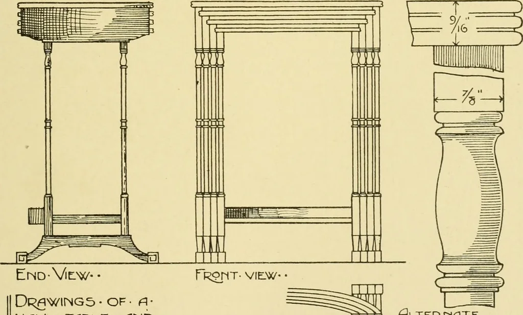 An illustration from Modern cabinet work, furniture & fitments; an account of the theory & practice in the production of all kinds of cabinet work & furniture with chapters on the growth and progress of design and construction; illustrated by over 1000 practical workshop drawings, photographs & original designs, 1922, leaf 188