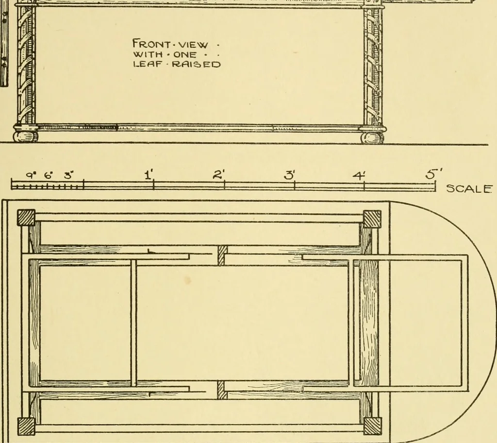 An illustration from Modern cabinet work, furniture & fitments; an account of the theory & practice in the production of all kinds of cabinet work & furniture with chapters on the growth and progress of design and construction; illustrated by over 1000 practical workshop drawings, photographs & original designs, 1922, leaf 190