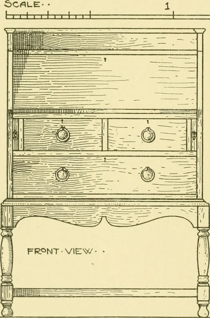 An illustration from Modern cabinet work, furniture & fitments; an account of the theory & practice in the production of all kinds of cabinet work & furniture with chapters on the growth and progress of design and construction; illustrated by over 1000 practical workshop drawings, photographs & original designs, 1922, leaf 193