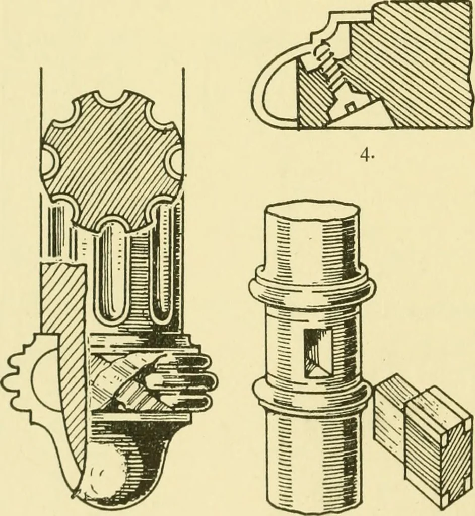 An illustration from Modern cabinet work, furniture & fitments; an account of the theory & practice in the production of all kinds of cabinet work & furniture with chapters on the growth and progress of design and construction; illustrated by over 1000 practical workshop drawings, photographs & original designs, 1922, leaf 203