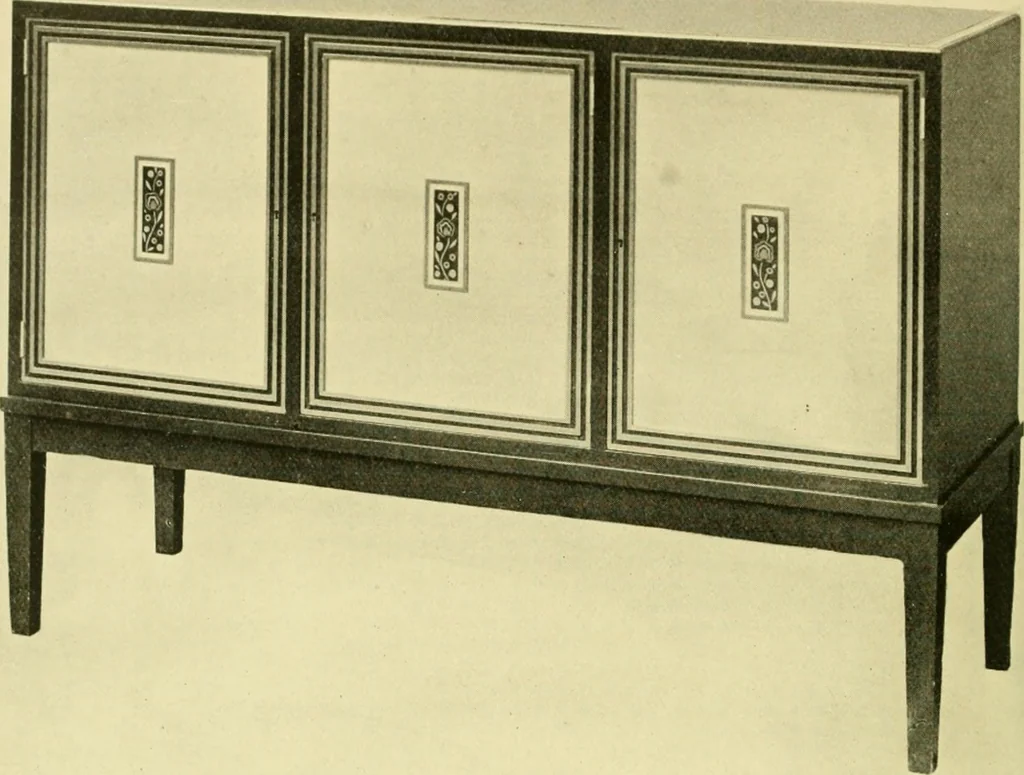 An illustration from Modern cabinet work, furniture & fitments; an account of the theory & practice in the production of all kinds of cabinet work & furniture with chapters on the growth and progress of design and construction; illustrated by over 1000 practical workshop drawings, photographs & original designs, 1922, leaf 221
