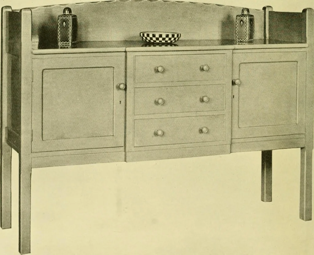 An illustration from Modern cabinet work, furniture & fitments; an account of the theory & practice in the production of all kinds of cabinet work & furniture with chapters on the growth and progress of design and construction; illustrated by over 1000 practical workshop drawings, photographs & original designs, 1922, leaf 221