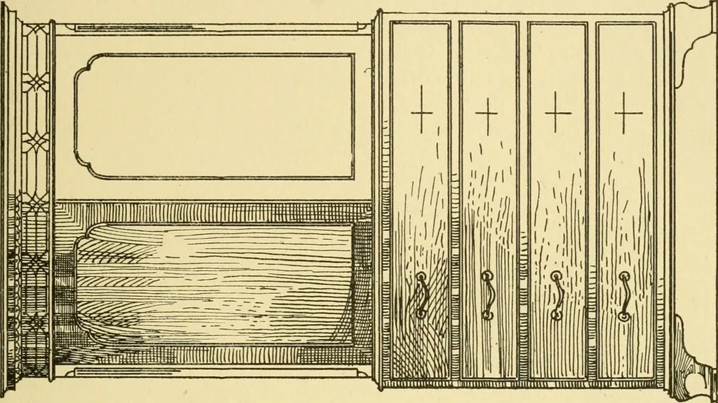 An illustration from Modern cabinet work, furniture & fitments; an account of the theory & practice in the production of all kinds of cabinet work & furniture with chapters on the growth and progress of design and construction; illustrated by over 1000 practical workshop drawings, photographs & original designs, 1922, leaf 228