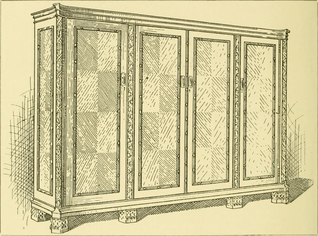 An illustration from Modern cabinet work, furniture & fitments; an account of the theory & practice in the production of all kinds of cabinet work & furniture with chapters on the growth and progress of design and construction; illustrated by over 1000 practical workshop drawings, photographs & original designs, 1922, leaf 229