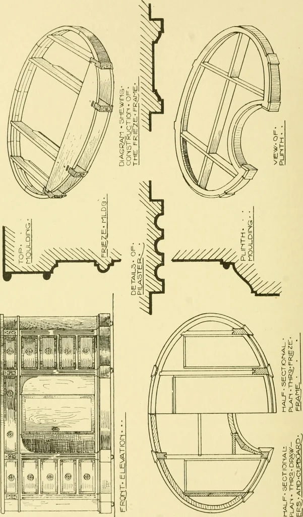 An illustration from Modern cabinet work, furniture & fitments; an account of the theory & practice in the production of all kinds of cabinet work & furniture with chapters on the growth and progress of design and construction; illustrated by over 1000 practical workshop drawings, photographs & original designs, 1922, leaf 231