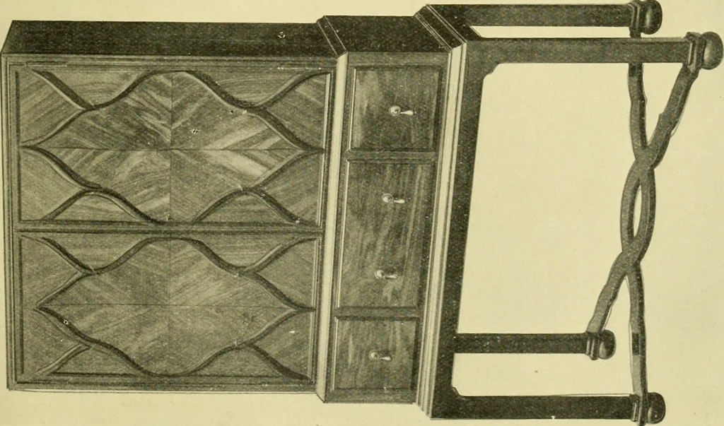 An illustration from Modern cabinet work, furniture & fitments; an account of the theory & practice in the production of all kinds of cabinet work & furniture with chapters on the growth and progress of design and construction; illustrated by over 1000 practical workshop drawings, photographs & original designs, 1922, leaf 234