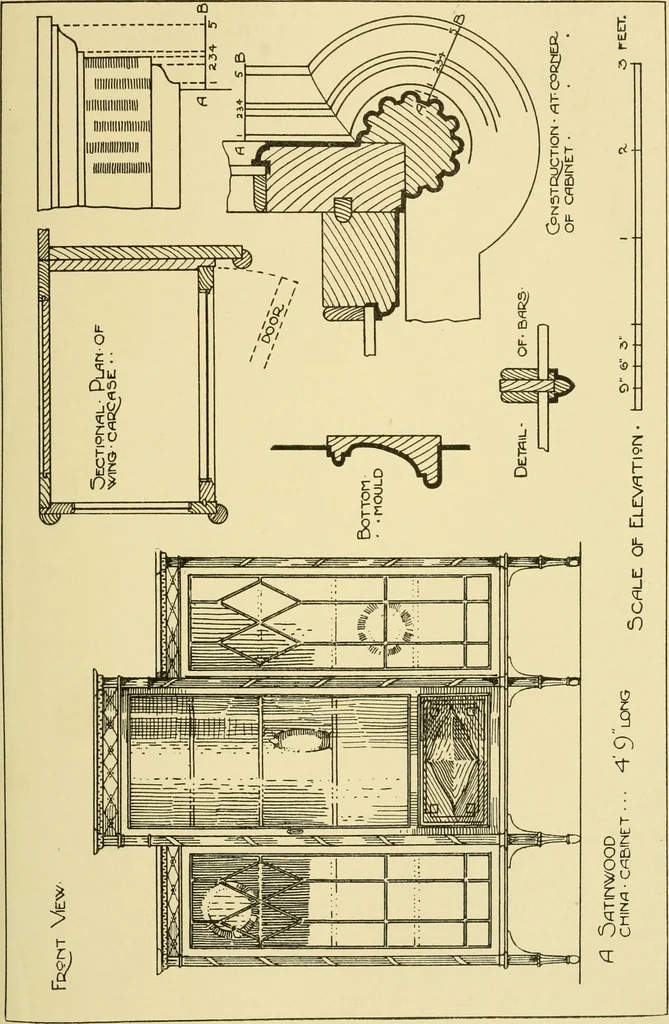 An illustration from Modern cabinet work, furniture & fitments; an account of the theory & practice in the production of all kinds of cabinet work & furniture with chapters on the growth and progress of design and construction; illustrated by over 1000 practical workshop drawings, photographs & original designs, 1922, leaf 238