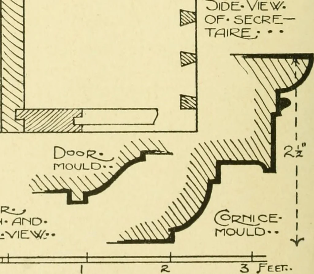 An illustration from Modern cabinet work, furniture & fitments; an account of the theory & practice in the production of all kinds of cabinet work & furniture with chapters on the growth and progress of design and construction; illustrated by over 1000 practical workshop drawings, photographs & original designs, 1922, leaf 243