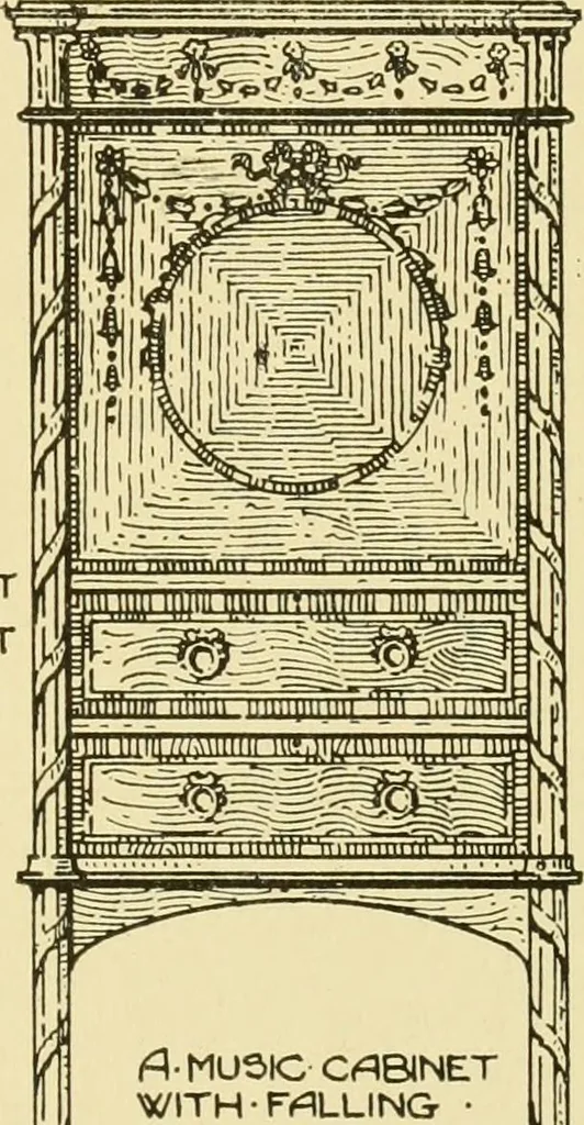 An illustration from Modern cabinet work, furniture & fitments; an account of the theory & practice in the production of all kinds of cabinet work & furniture with chapters on the growth and progress of design and construction; illustrated by over 1000 practical workshop drawings, photographs & original designs, 1922, leaf 248