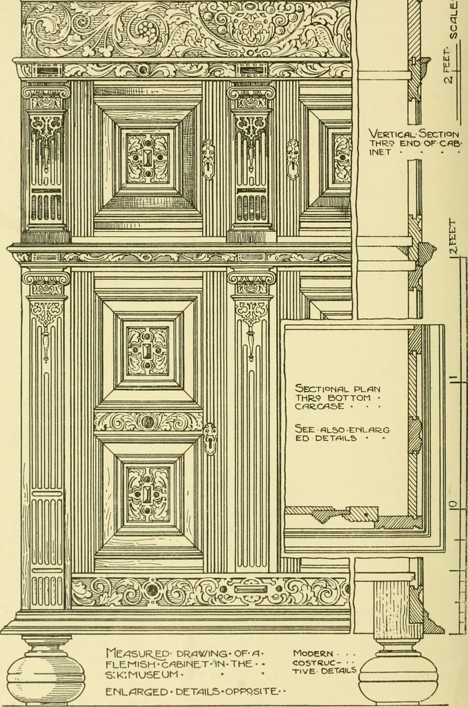 An illustration from Modern cabinet work, furniture & fitments; an account of the theory & practice in the production of all kinds of cabinet work & furniture with chapters on the growth and progress of design and construction; illustrated by over 1000 practical workshop drawings, photographs & original designs, 1922, leaf 249