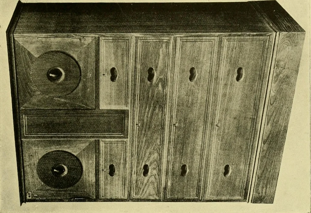 An illustration from Modern cabinet work, furniture & fitments; an account of the theory & practice in the production of all kinds of cabinet work & furniture with chapters on the growth and progress of design and construction; illustrated by over 1000 practical workshop drawings, photographs & original designs, 1922, leaf 342