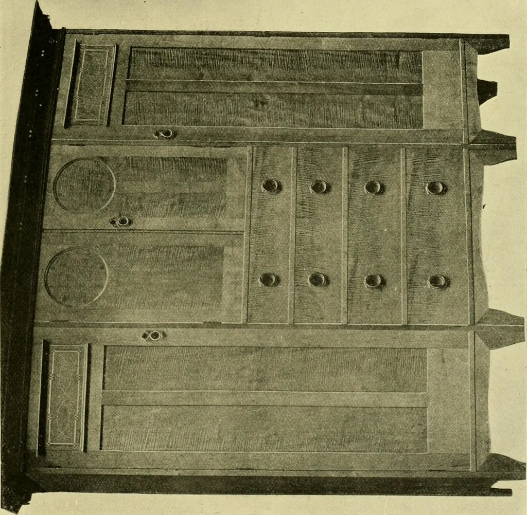 An illustration from Modern cabinet work, furniture & fitments; an account of the theory & practice in the production of all kinds of cabinet work & furniture with chapters on the growth and progress of design and construction; illustrated by over 1000 practical workshop drawings, photographs & original designs, 1922, leaf 342