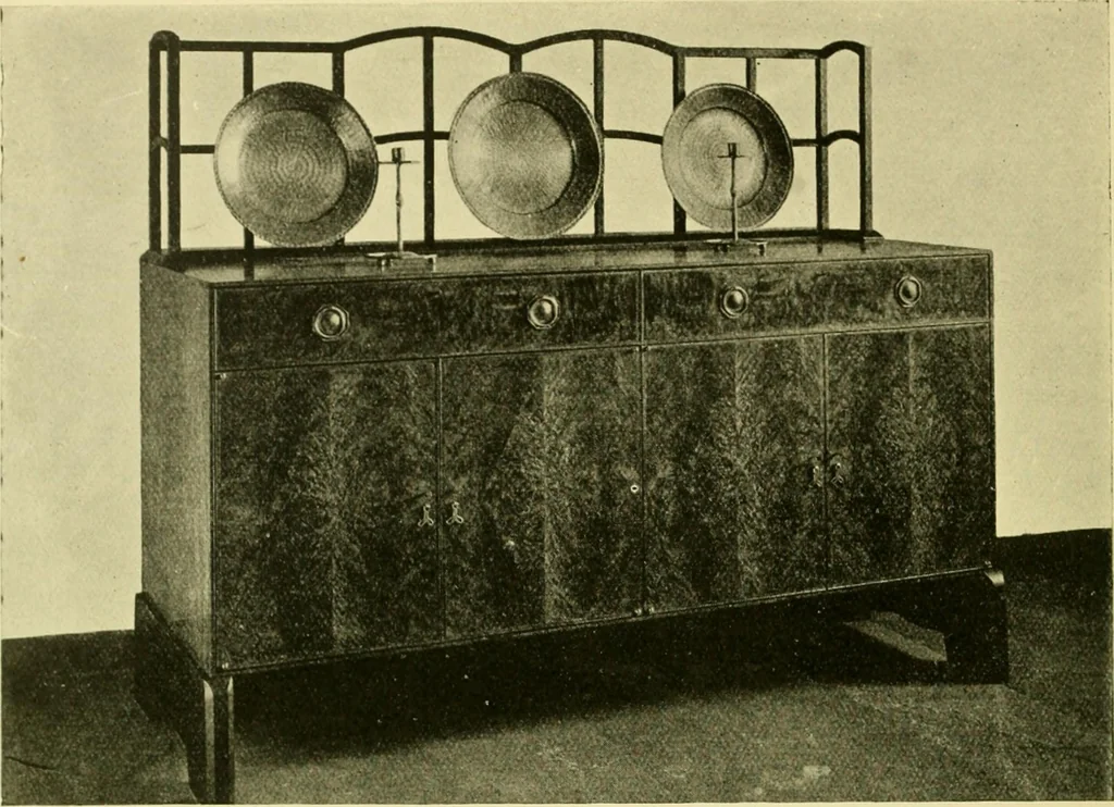 An illustration from Modern cabinet work, furniture & fitments; an account of the theory & practice in the production of all kinds of cabinet work & furniture with chapters on the growth and progress of design and construction; illustrated by over 1000 practical workshop drawings, photographs & original designs, 1922, leaf 343