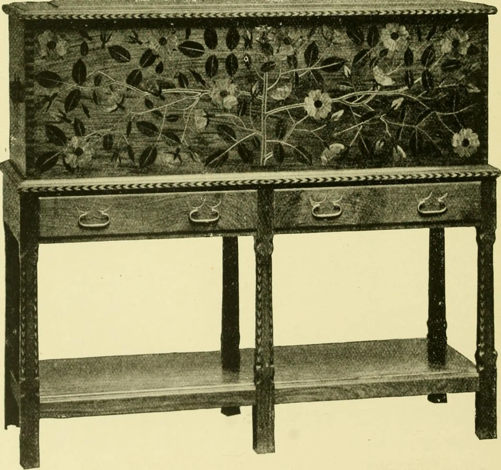 An illustration from Modern cabinet work, furniture & fitments; an account of the theory & practice in the production of all kinds of cabinet work & furniture with chapters on the growth and progress of design and construction; illustrated by over 1000 practical workshop drawings, photographs & original designs, 1922, leaf 343