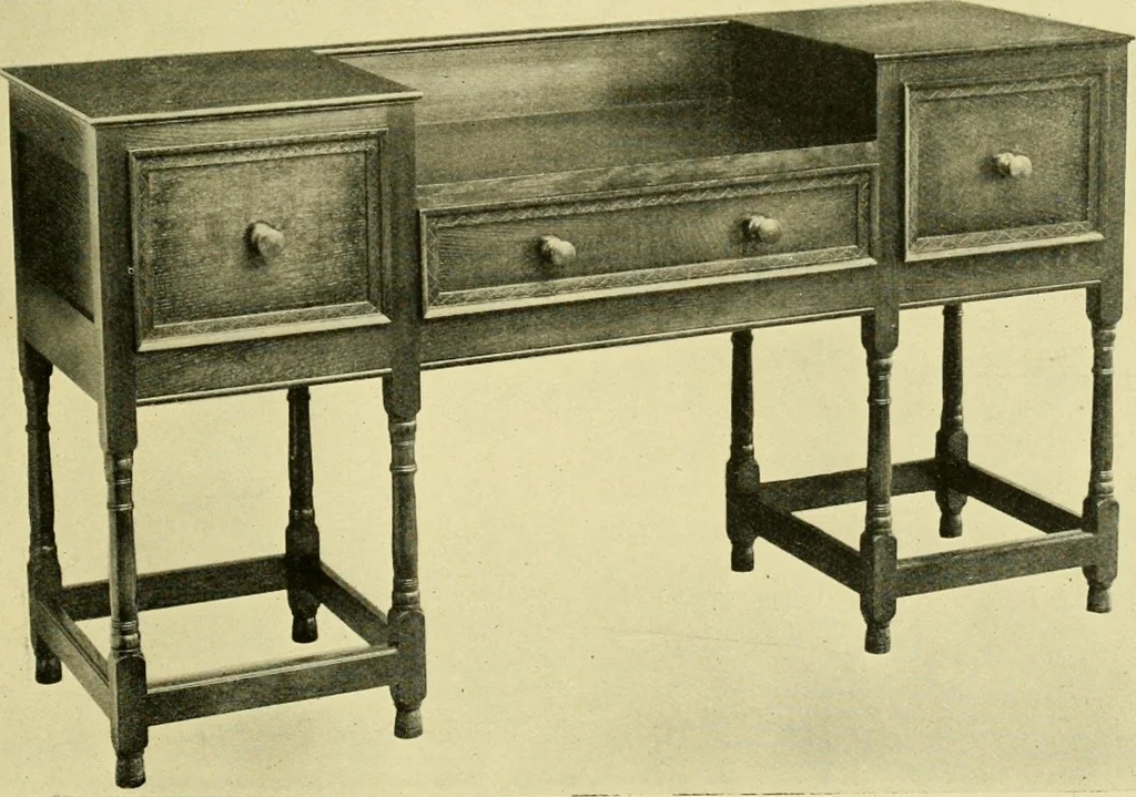 An illustration from Modern cabinet work, furniture & fitments; an account of the theory & practice in the production of all kinds of cabinet work & furniture with chapters on the growth and progress of design and construction; illustrated by over 1000 practical workshop drawings, photographs & original designs, 1922, leaf 350