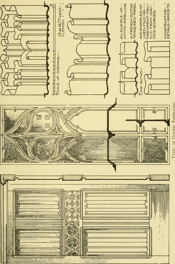 An illustration from Modern cabinet work, furniture & fitments; an account of the theory & practice in the production of all kinds of cabinet work & furniture with chapters on the growth and progress of design and construction; illustrated by over 1000 practical workshop drawings, photographs & original designs, 1922, leaf 386