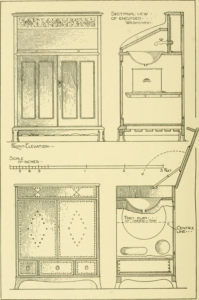 An illustration from Modern cabinet work, furniture & fitments; an account of the theory & practice in the production of all kinds of cabinet work & furniture with chapters on the growth and progress of design and construction; illustrated by over 1000 practical workshop drawings, photographs & original designs, 1922, leaf 421