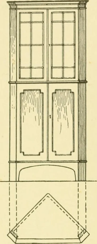 An illustration from Modern cabinet work, furniture & fitments; an account of the theory & practice in the production of all kinds of cabinet work & furniture with chapters on the growth and progress of design and construction; illustrated by over 1000 practical workshop drawings, photographs & original designs, 1922, leaf 55