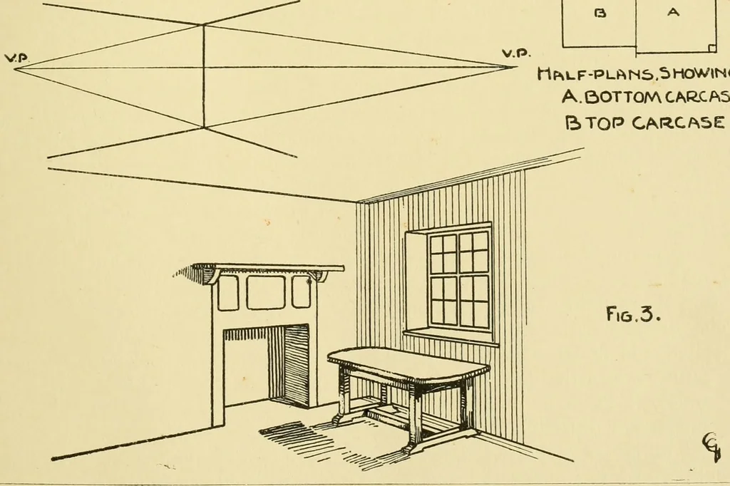 An illustration from Modern cabinet work, furniture & fitments; an account of the theory & practice in the production of all kinds of cabinet work & furniture with chapters on the growth and progress of design and construction; illustrated by over 1000 practical workshop drawings, photographs & original designs, 1922, leaf 56