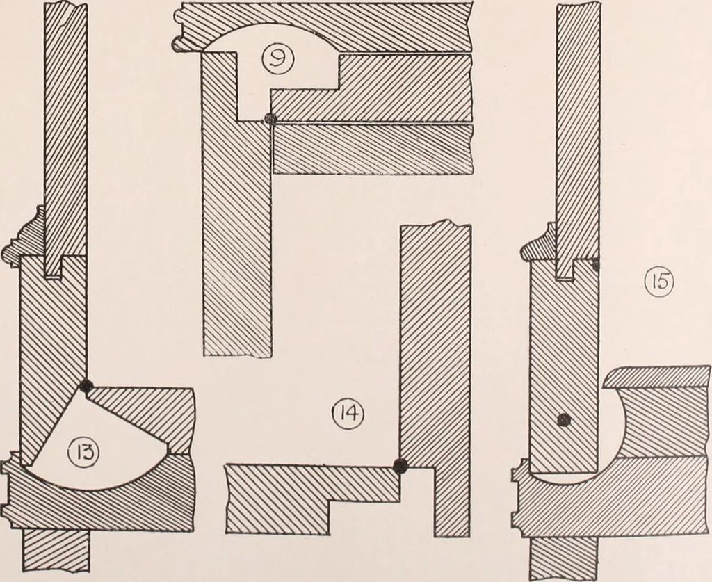 An illustration from Modern cabinet work, furniture & fitments; an account of the theory & practice in the production of all kinds of cabinet work & furniture with chapters on the growth and progress of design and construction; illustrated by over 1000 practical workshop drawings, photographs & original designs, 1922, leaf 97