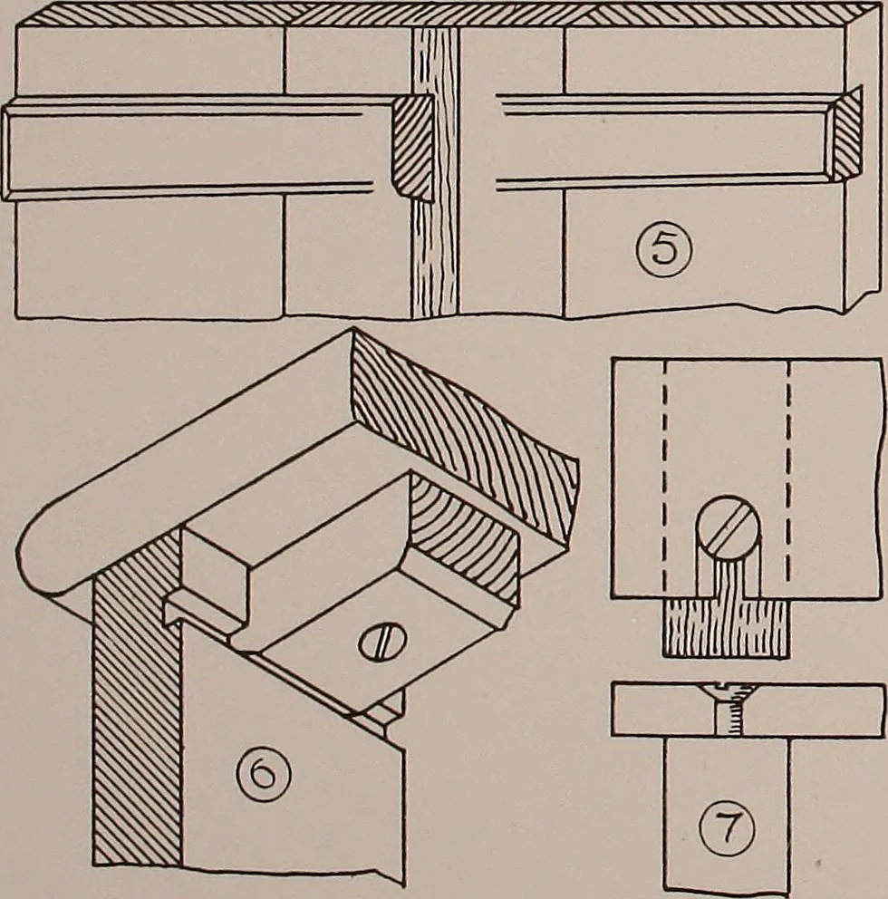 An illustration from Modern cabinetwork, furniture & fitments; an account of the theory & practice in the production of all kinds of cabinetwork & furniture, with chapters on the growth and progress of design and construction;, 1910, leaf 105
