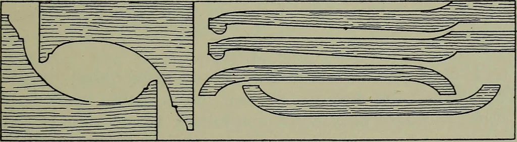 An illustration from Modern cabinetwork, furniture & fitments; an account of the theory & practice in the production of all kinds of cabinetwork & furniture, with chapters on the growth and progress of design and construction;, 1910, leaf 114