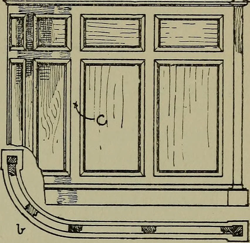 An illustration from Modern cabinetwork, furniture & fitments; an account of the theory & practice in the production of all kinds of cabinetwork & furniture, with chapters on the growth and progress of design and construction;, 1910, leaf 146