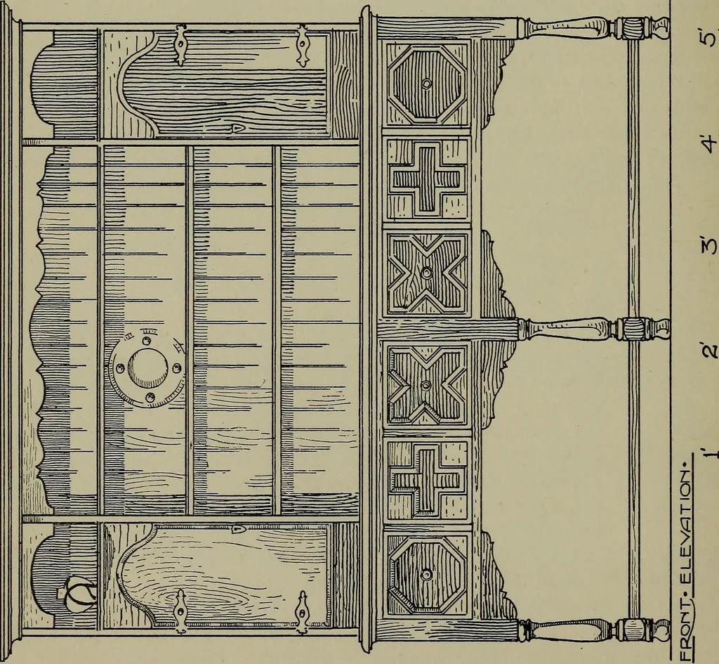 An illustration from Modern cabinetwork, furniture & fitments; an account of the theory & practice in the production of all kinds of cabinetwork & furniture, with chapters on the growth and progress of design and construction;, 1910, leaf 163