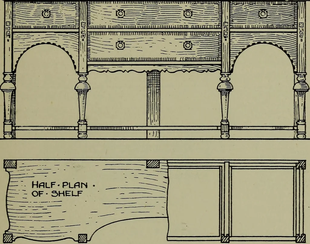 An illustration from Modern cabinetwork, furniture & fitments; an account of the theory & practice in the production of all kinds of cabinetwork & furniture, with chapters on the growth and progress of design and construction;, 1910, leaf 164